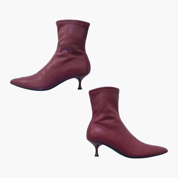 Madden Girl Burgundy Leather Ankle Boots 7 Kitten Heel Y2K 90s Vamp Dark Romance - Picture 3 of 10